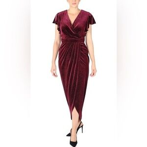 Donna Rico Ruffle Sleeve Tulip Hem Dress